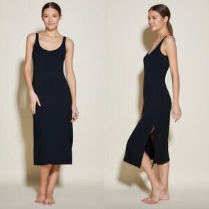 Cosabella Talco Side Slit Dress Black Jersey Midi Tank Size Large‎